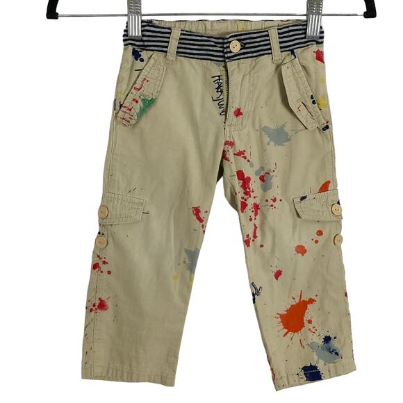NWOT HARAJUKU MINI TARGET Pant Kids 2T   Paint Splatter Writing Roll Tab Cotton - Picture 1 of 15